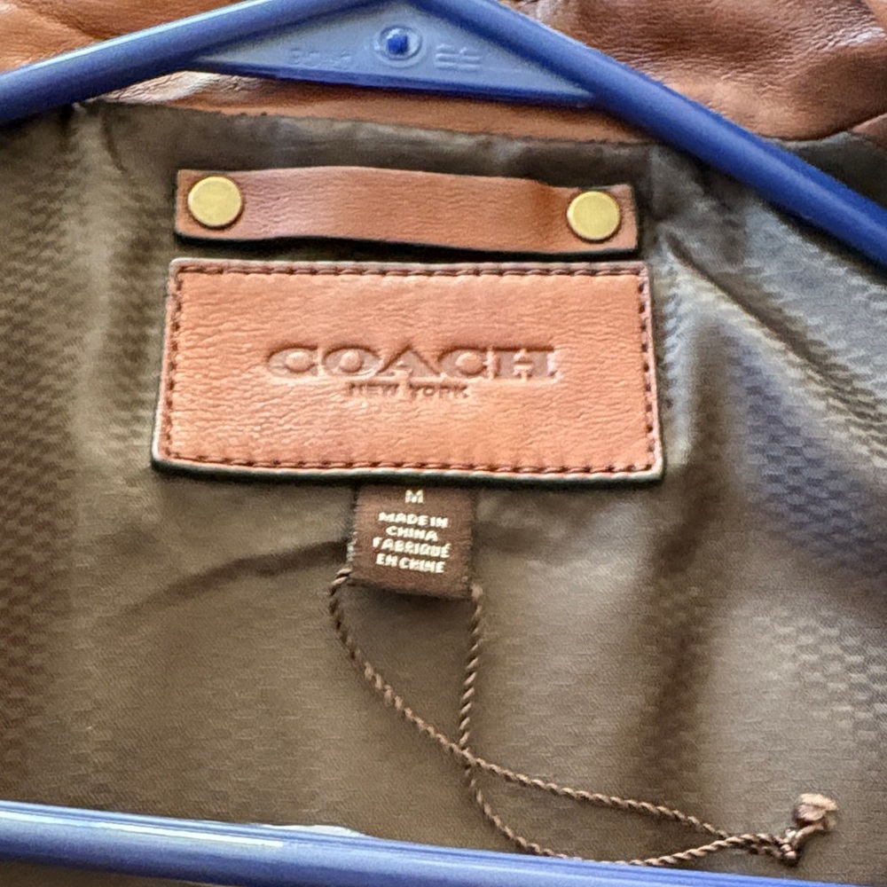 Coach Men's Tan Leather Jacket - Picture 6 of 13
